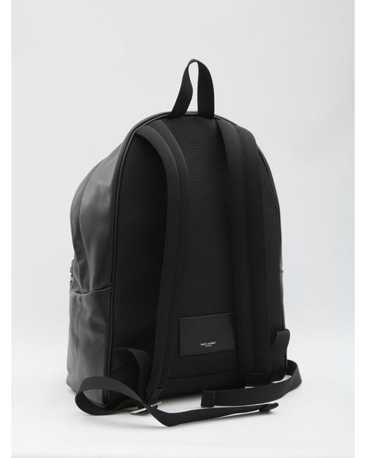 Saint Laurent Black Embossed-Logo Leather Backpack for men
