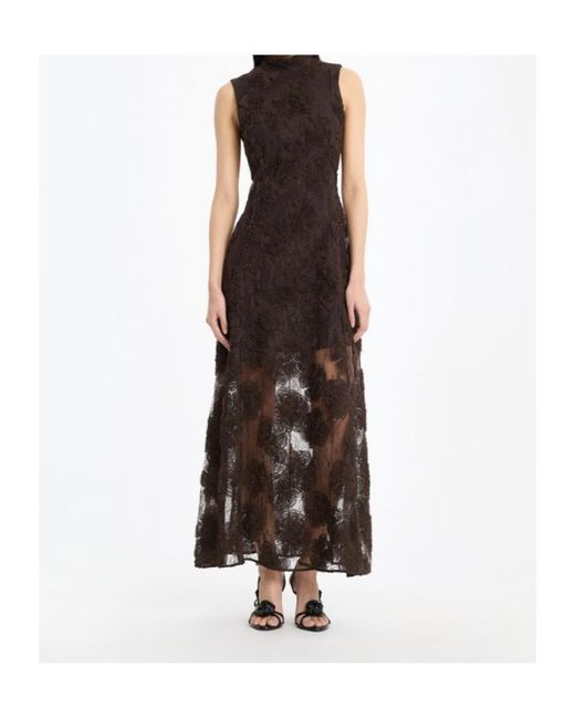 ROTATE BIRGER CHRISTENSEN Black Floral Embroidered Sleeveless Dress