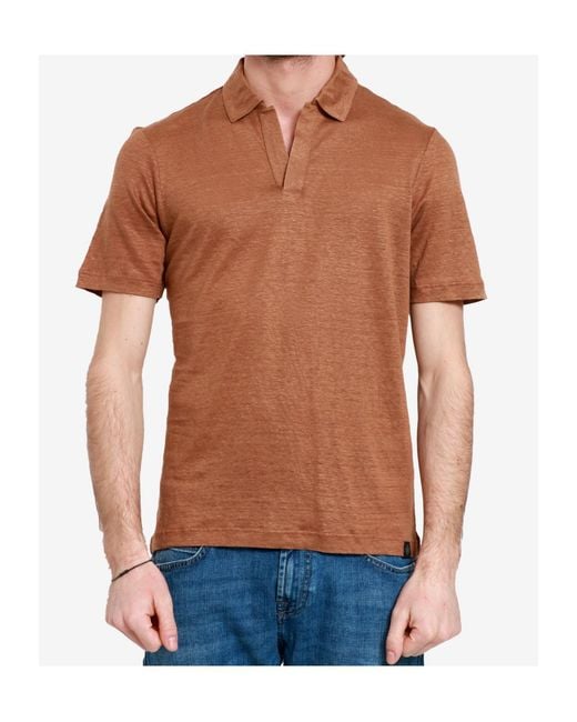 Gran Sasso Brown Short-Sleeved Lapel T-Shirt for men