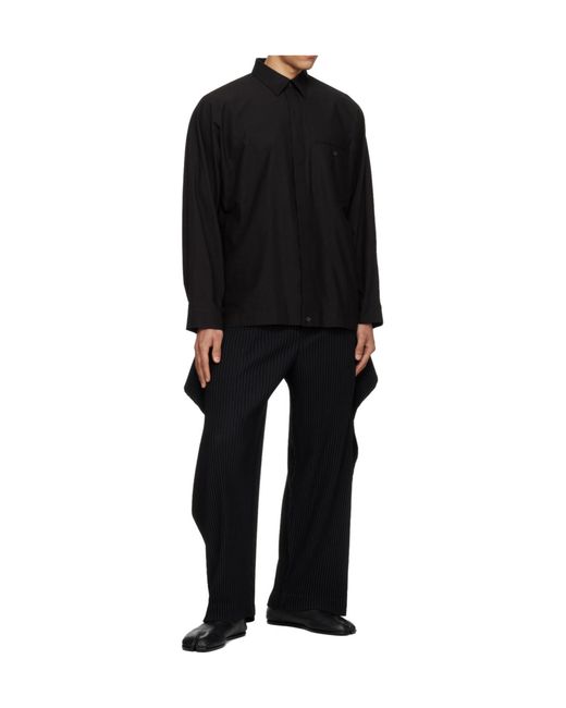 Homme Plissé Issey Miyake Black Pleated Cropped Trousers for men