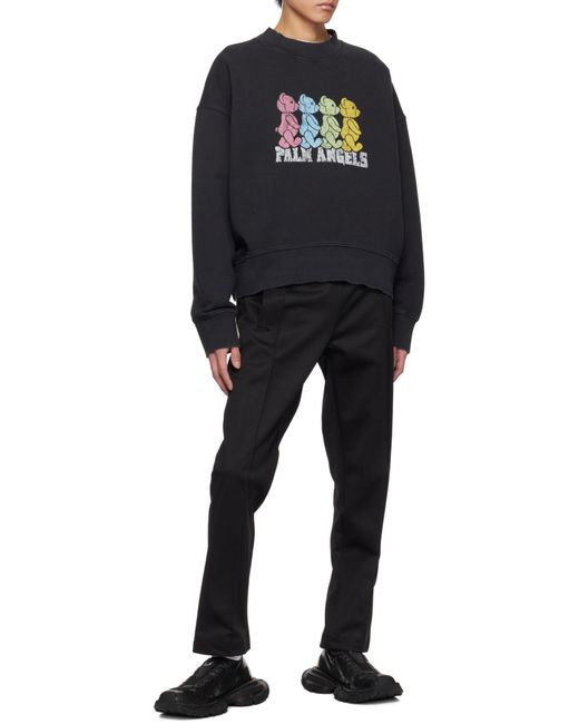Palm Angels Black Curved Logo Printed Sweatpants for men
