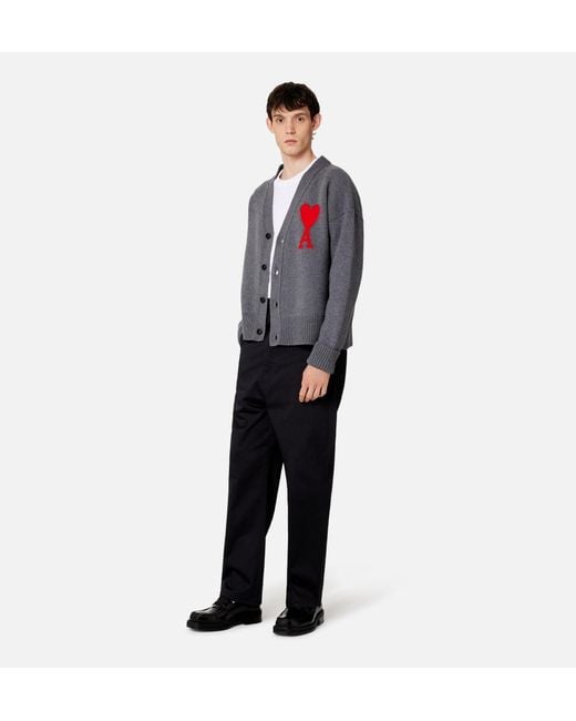 AMI Blue Straight-Leg Trousers for men