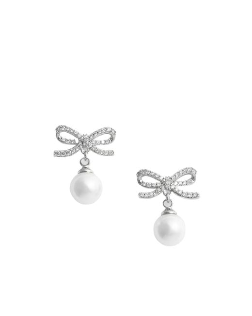 Self-Portrait White Embellished Bow Earrings