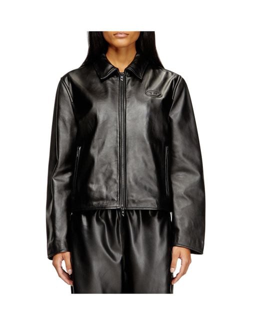 DIESEL Black Simple And Versatile Leather Jacket