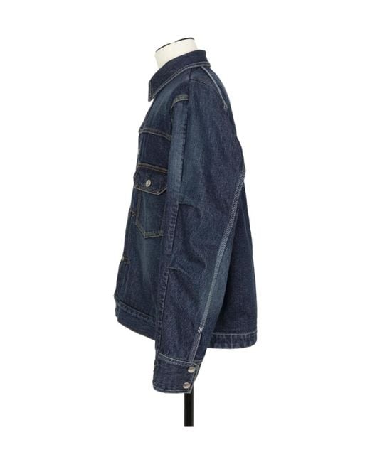 Sacai Blue Buttoned Denim Jacket for men