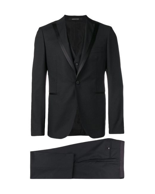 Tagliatore Black Long-Sleeved Blazer And Trousers Set for men
