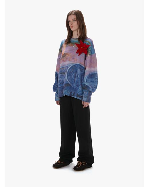 J.W. Anderson Blue Jw Anderson Camper Printed Dropped Shoulder Sweater