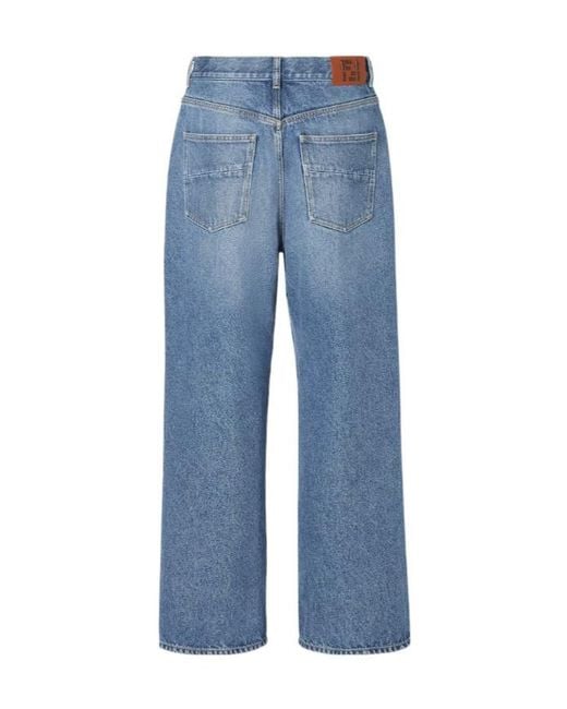 Fendi Blue Logo-Patch Straight-Leg Jeans for men