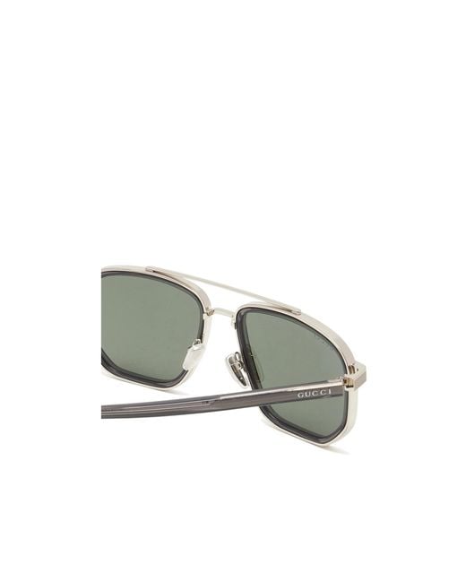 Gucci Metallic Eyewear Navigator Frame Sunglasses for men