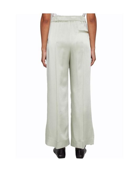 Jil Sander White Elastic Waist Wide-Leg Trousers