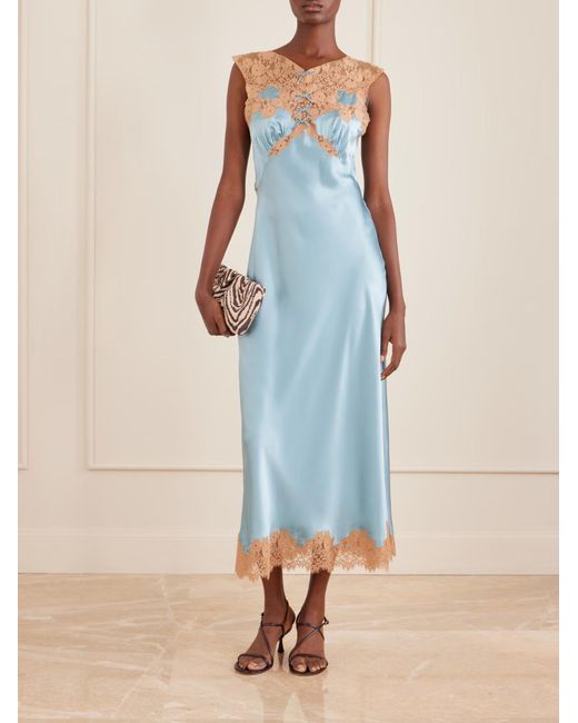 Doen Blue Marcelle Lace-Trimmed Dress