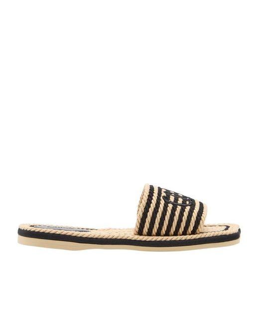 Chloé White Chloé Sand Striped Woven Sliders