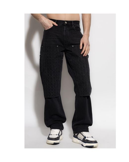 Amiri Black Debossed Ma Quad Carpenter Jeans for men