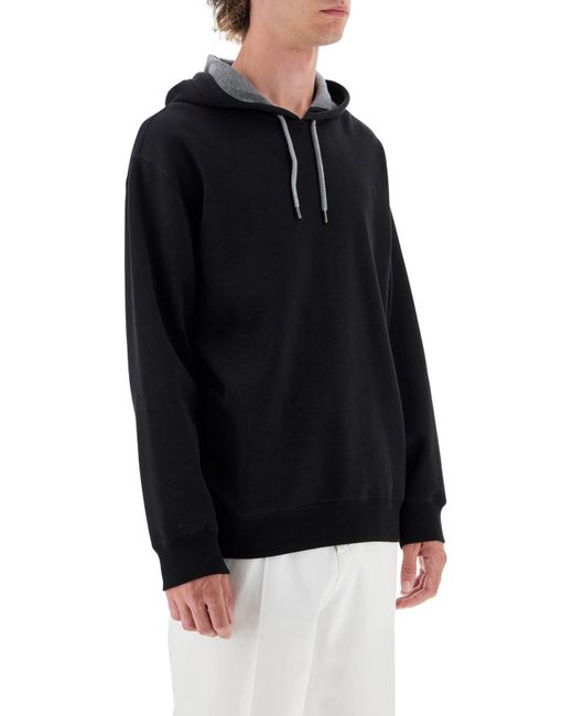 Brunello Cucinelli Black Long Sleeved Drawstring Hoodie for men