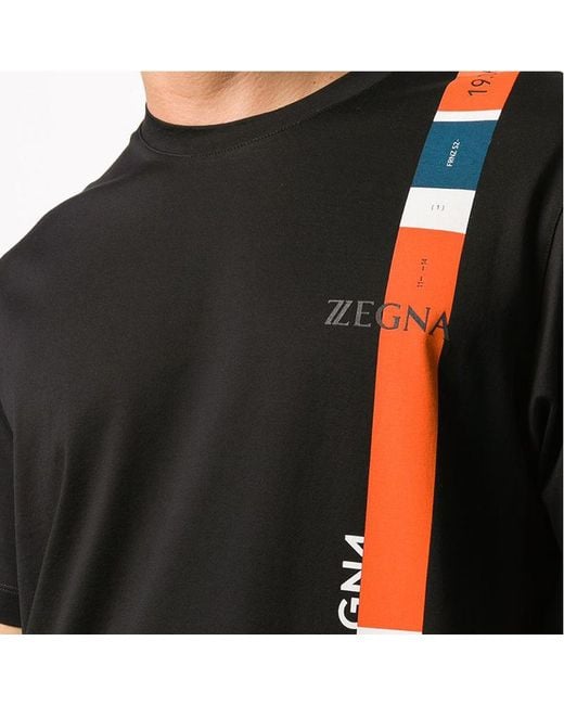 Zegna Black Logo Short-Sleeved T-Shirt for men