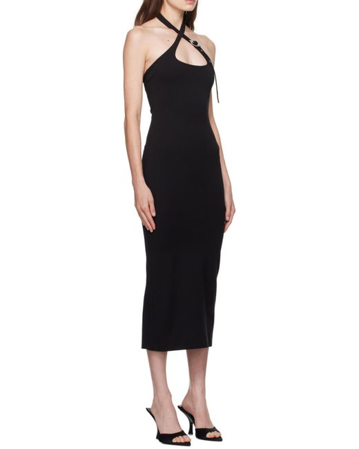 The Attico Black Rayon Blend Midi Dress
