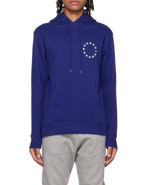 Etudes Studio Blue Europa-Print Organic Cotton Hoodie for men