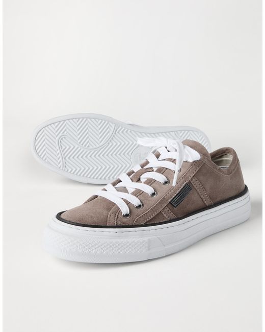 Brunello Cucinelli Brown Low Top Lace-Up Sneakers