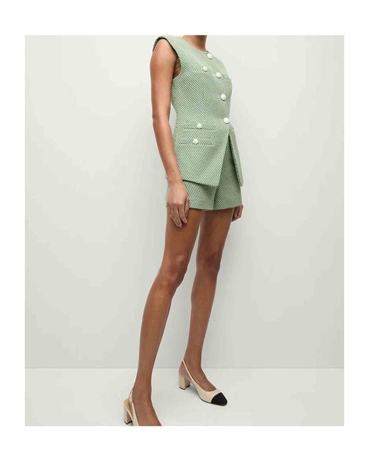 Veronica Beard Green Round Collar Sleeveless Vest