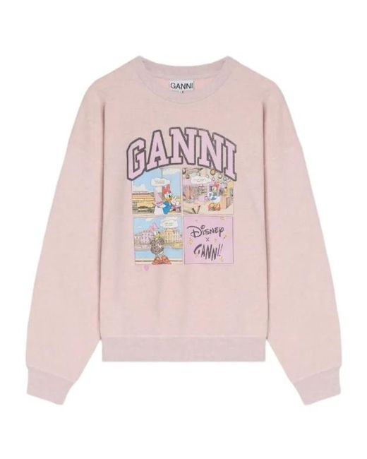 Ganni Pink Daisy Duck Comic Sweatshirt