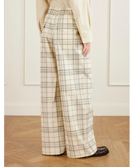 Jil Sander White Plaid Wide-Leg Casual Pants