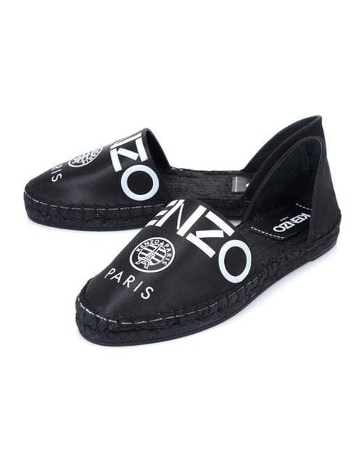 KENZO Black Logo Satin Flats