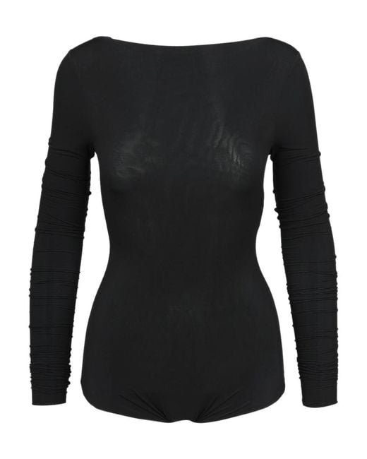 Alberta Ferretti Black Slim-Fit Long-Sleeved Bodysuit