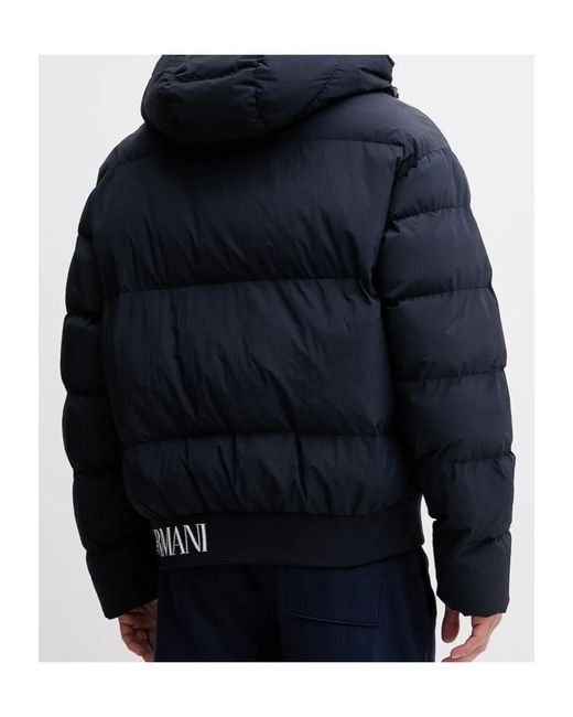EA7 Blue Hooded Padded Jacket for men