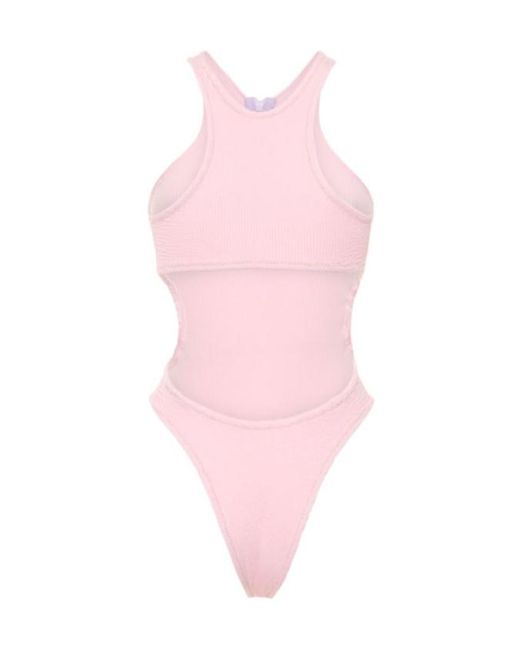 Reina Olga Pink Zipper Detail One-Piece Swimsuit