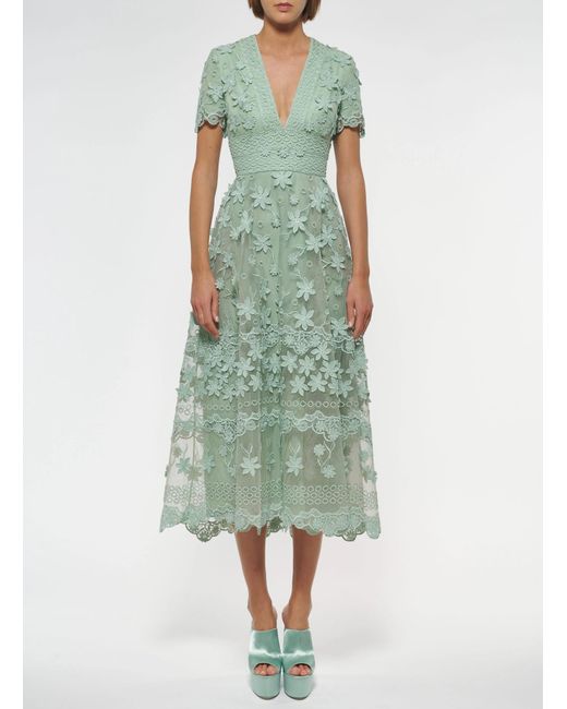 Elie Saab Green Flower Embroidered Dress