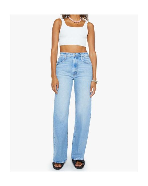 Mother Blue High-Waist Wide-Leg Jeans