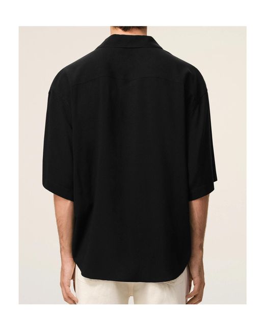 AMI Black Logo Embroidered Short-Sleeved Shirt for men
