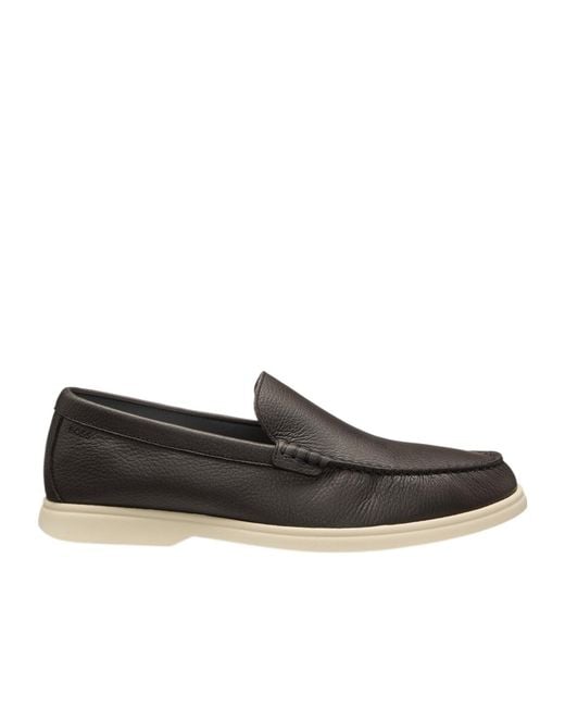 Boss Black Grained Leather Loafers for men