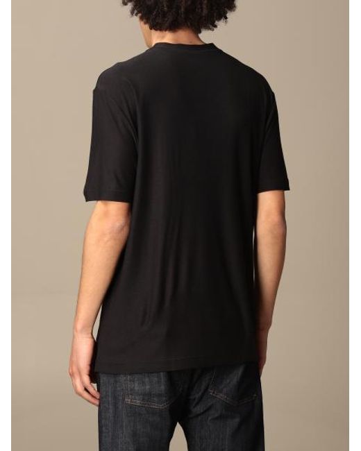 Giorgio Armani Black Flocked T-Shirt for men