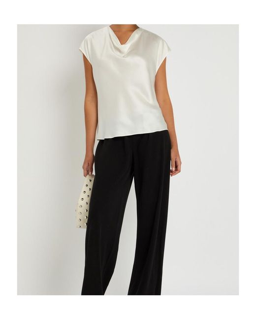 Vince White Drape-Neck Top