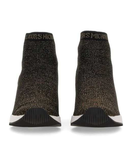 Michael Kors Black Michael Skyler Metallic Stretch Knit Sock Sneakers