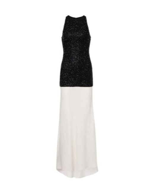 Staud White Gabrielle Beaded Crêpe Gown