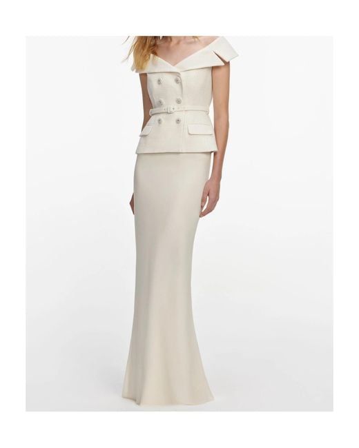 Self-Portrait Natural Cream Boucle Maxi Dress