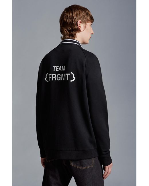 Moncler Black Varsity Fleece Cardigan for men