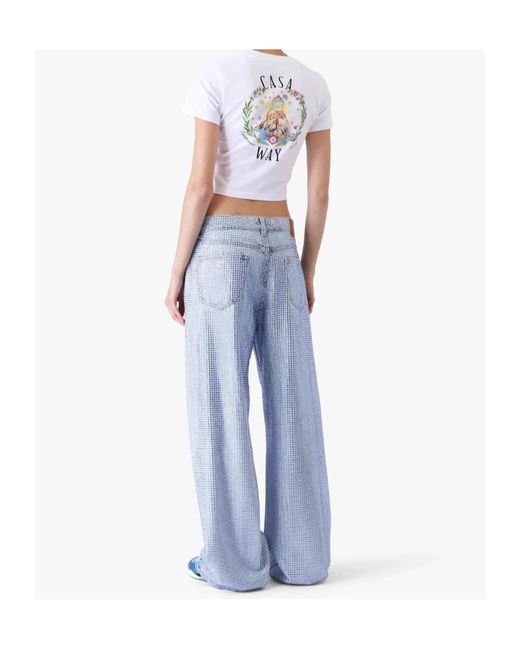 Casablanca White Casa Way Cropped T-Shirt