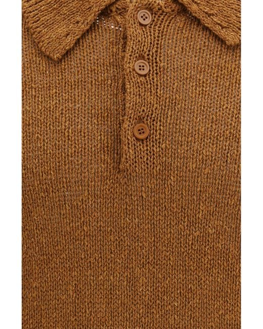 sunflower Brown Long-Sleeved Knitted Polo Shirt for men