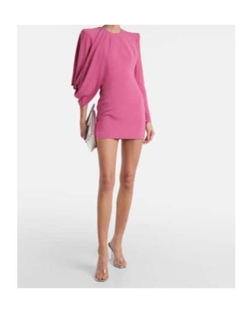 Alex Perry Pink Caped Asymmetric Crepe Minidress