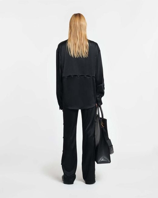 Nanushka Black Felina Straight-Leg Satin Trousers