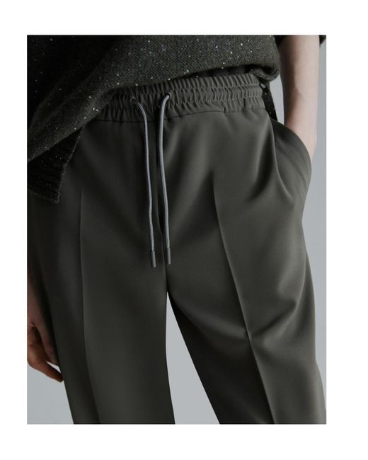 Marella Gray Stretch Twill Joggers