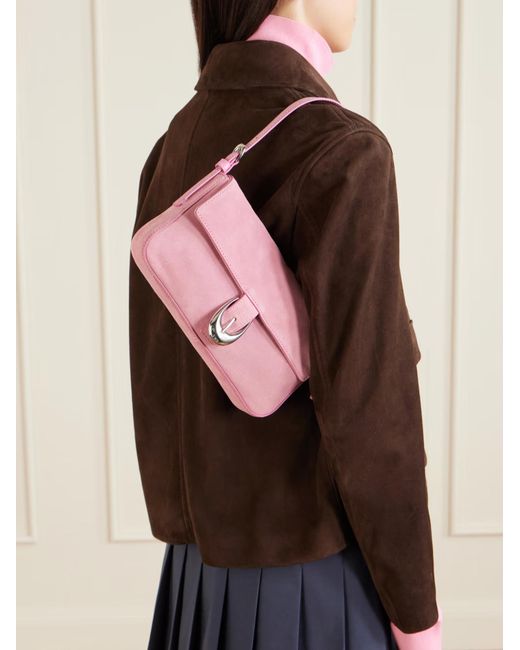Staud Pink Harlow Buckle Shoulder Bag