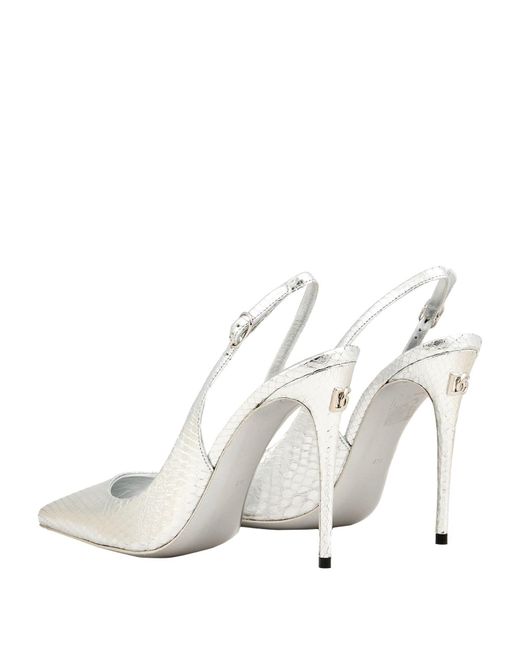 Dolce & Gabbana White Snake Pattern High Heels
