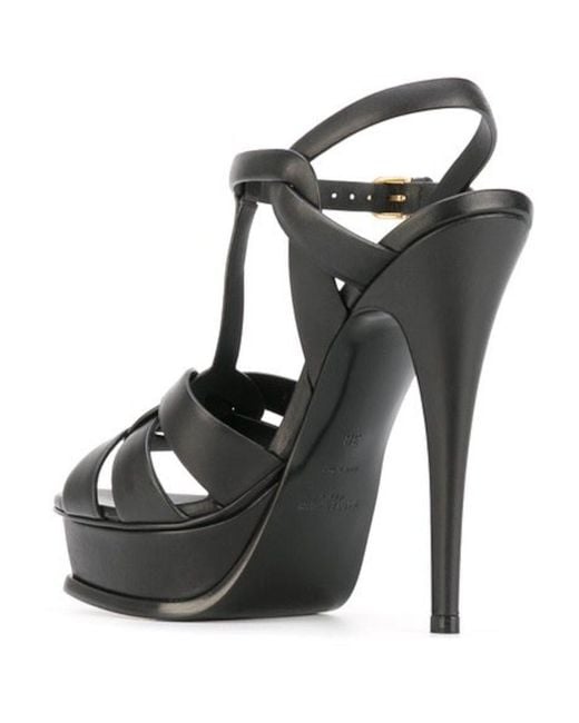 Saint Laurent Black Tribute Heeled Leather Sandals