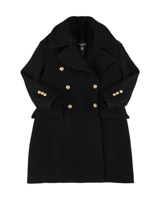 Balmain Black Wool Blend Coat
