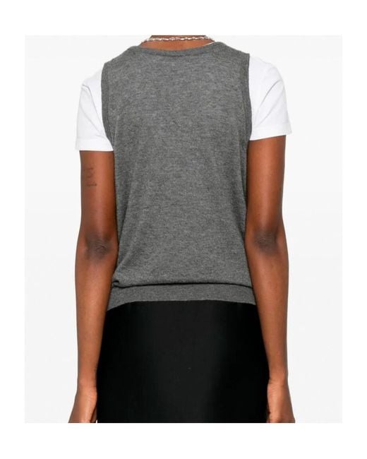 Prada Gray Ribbed Knitted Tank Top