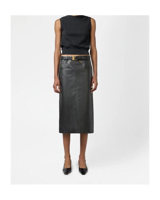 Tod's Black Midi Leather Skirt